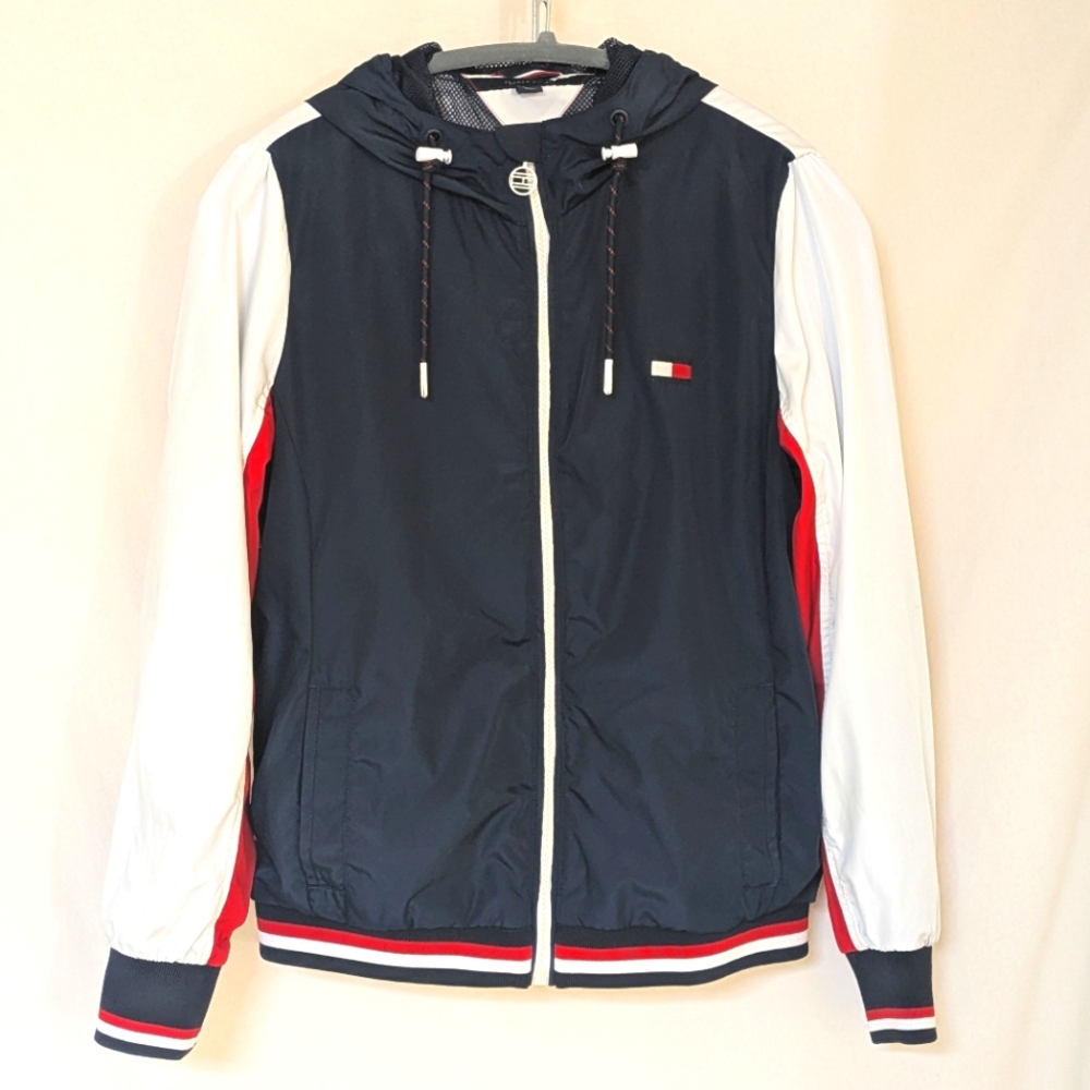 Tommy Hilfiger Windbreaker Jacket, blue/white, kids size M (10-12)